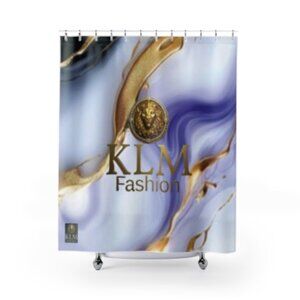 Luxurious Lion-Emblem Shower Curtain with Gold Accents